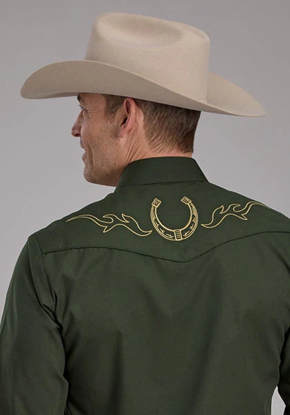 Roper 2132 Solid (Olive) - Men's Western Shirt