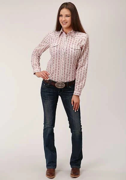 Roper 827 Wallpaper Print (Wine) - Women's Western Shirt