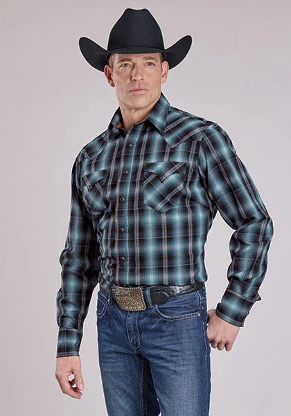 Roper 2606 Diamond Dobby (Blue) - Men's Western Shirt
