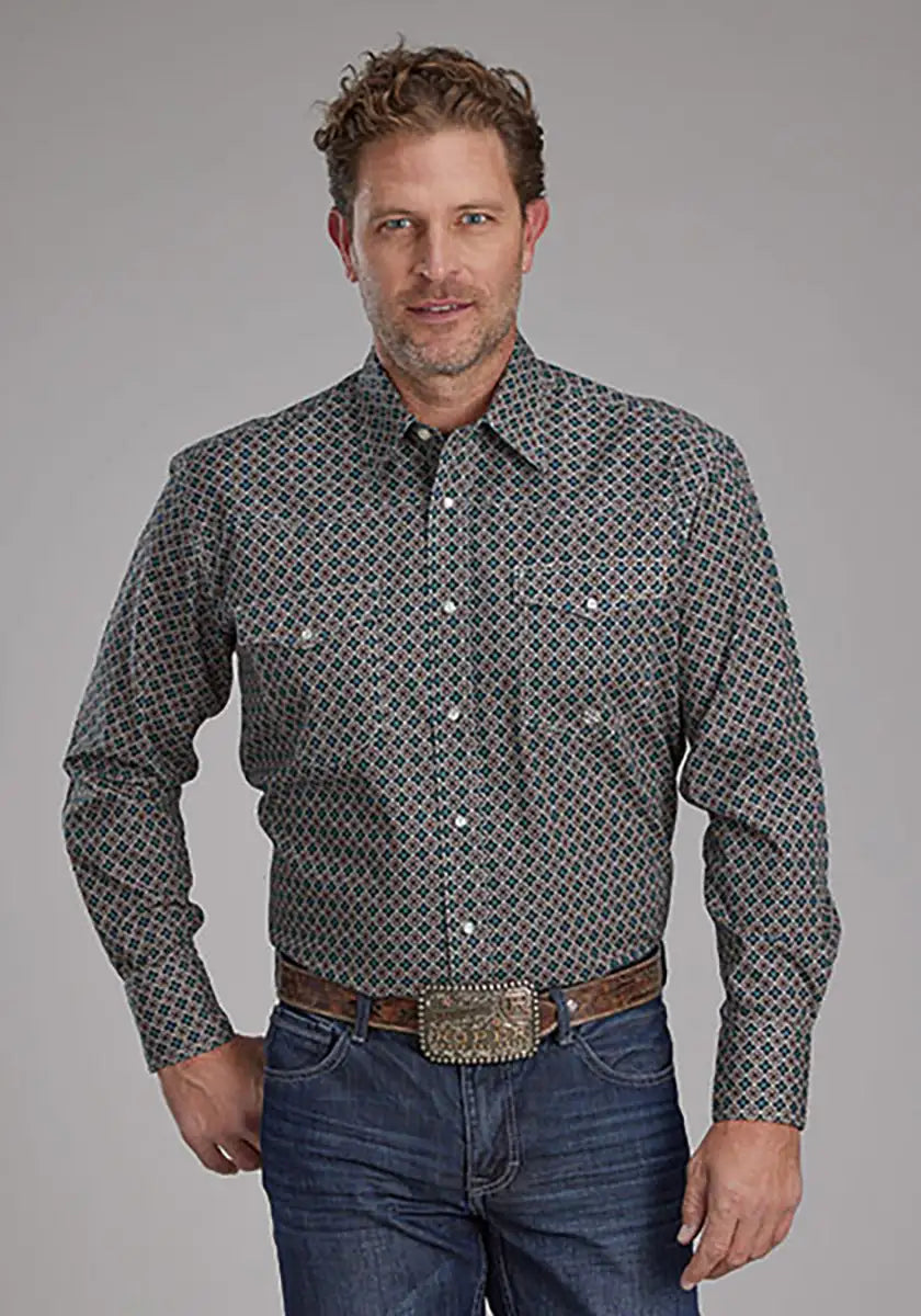 Roper Oak Forest Acorn Foulard (Brown) - Men's Western Shirt