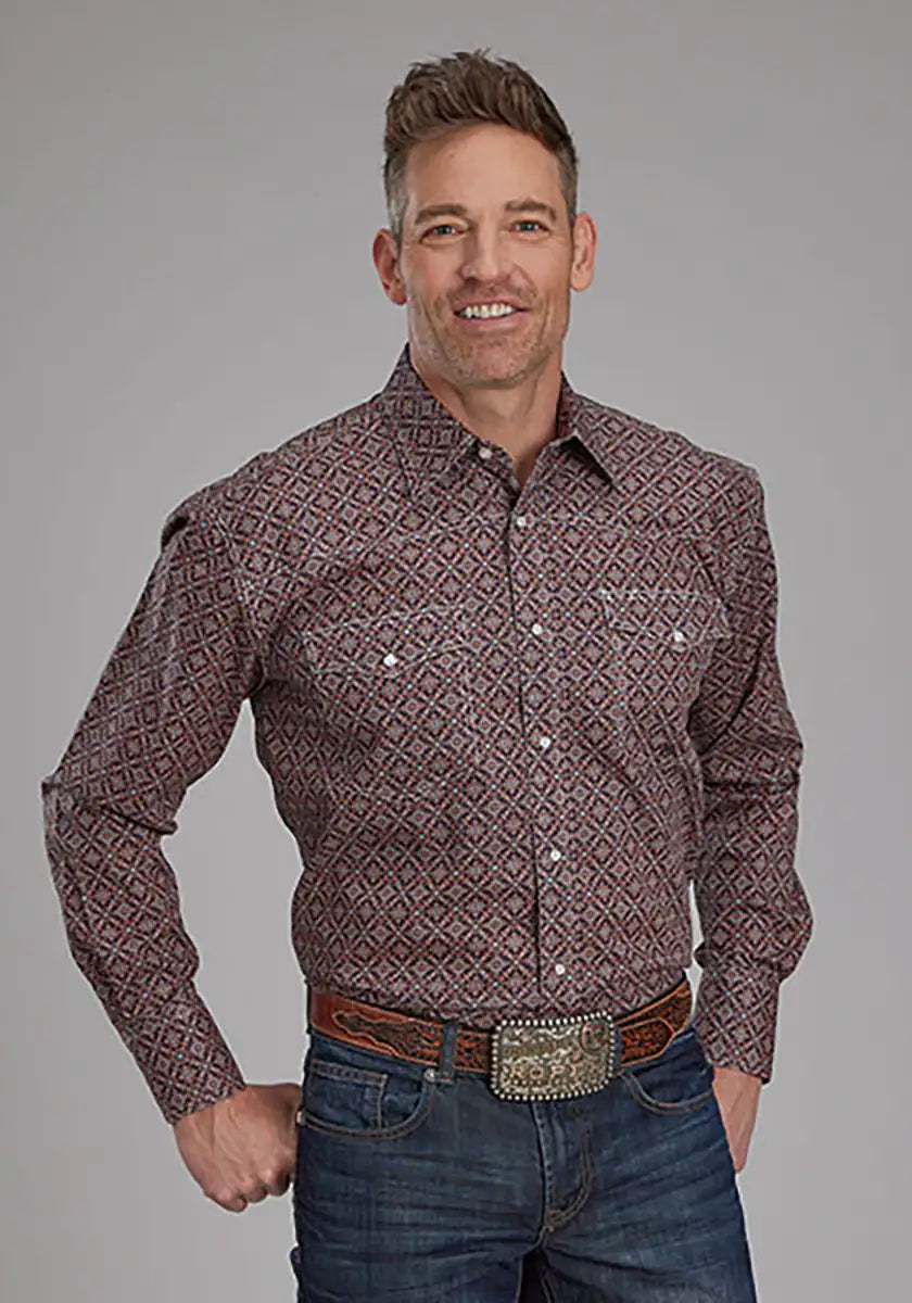 Roper Fall River Ginger Foulard (Brown) - Men's Western Shirt