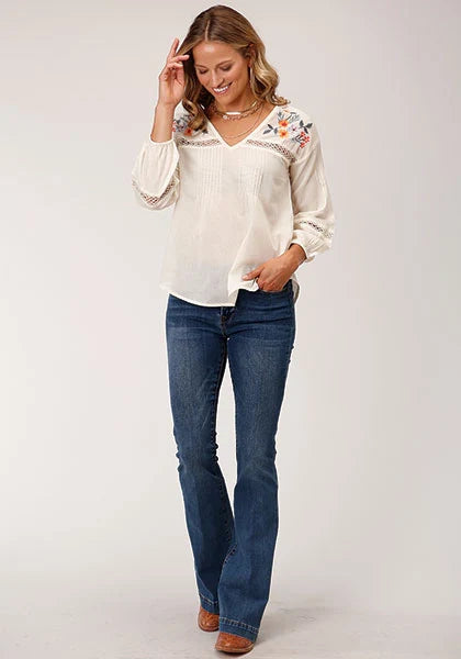 Roper 1597 Voile (White) - Women's Western Blouse