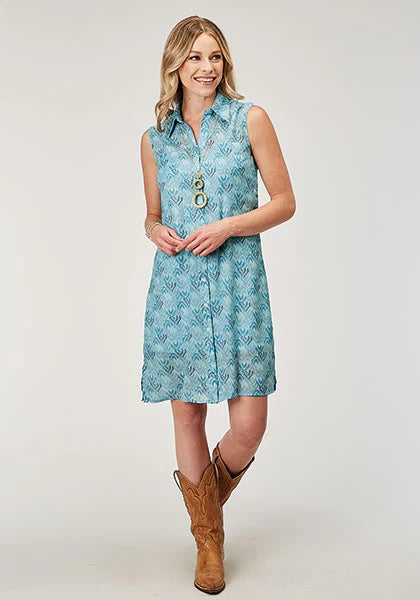 Roper 1978 Ikat Chevron (Blue) - Women's Dress