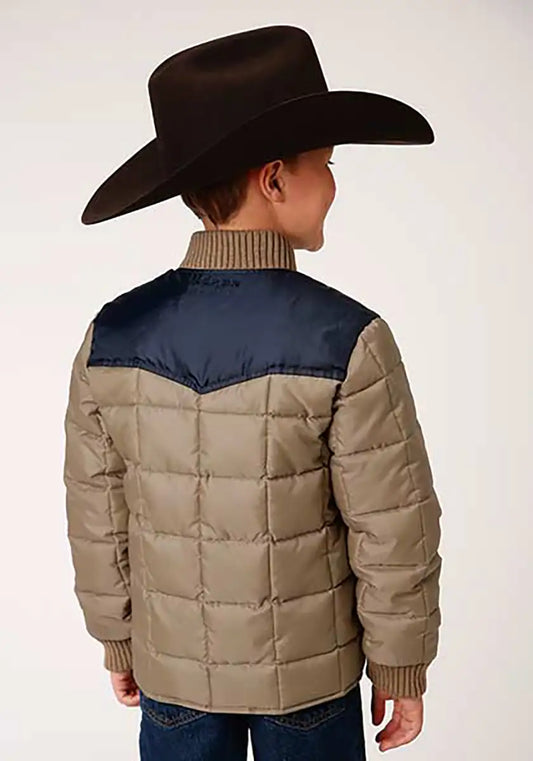 Roper Boy's Polyfill Puffer Coat (Khaki/Navy) - Children's Jacket