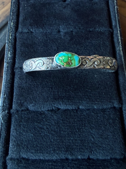 Sonoran Turquoise Sterling Silver Cuff Bracelet by Bootleg Silver Co – view 2
