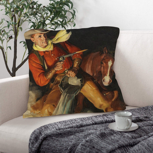 Vintage Cowboy Throw Pillow Case