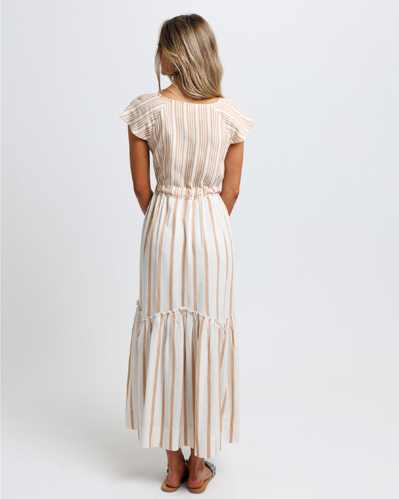 Downeast Love Song Maxi V-Neck A-line Linen Viscose