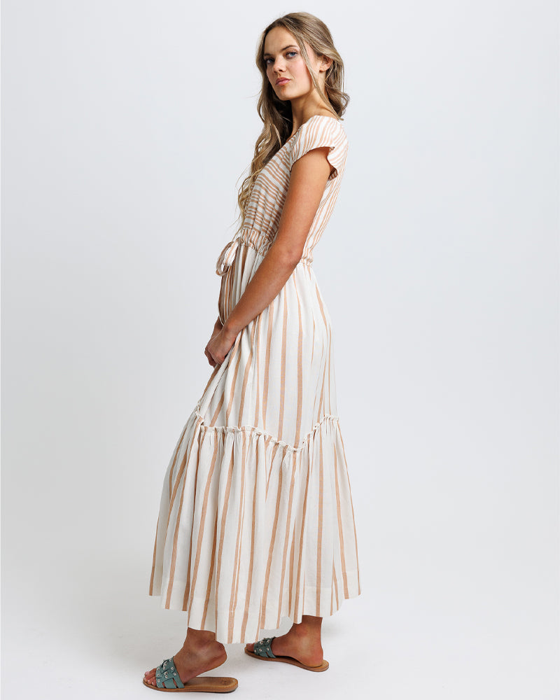 Downeast Love Song Maxi V-Neck A-line Linen Viscose