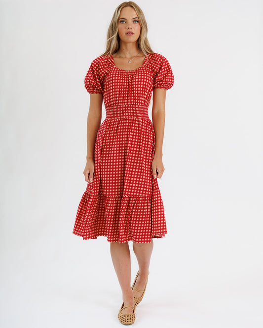 Red Gingham Checkered Dress