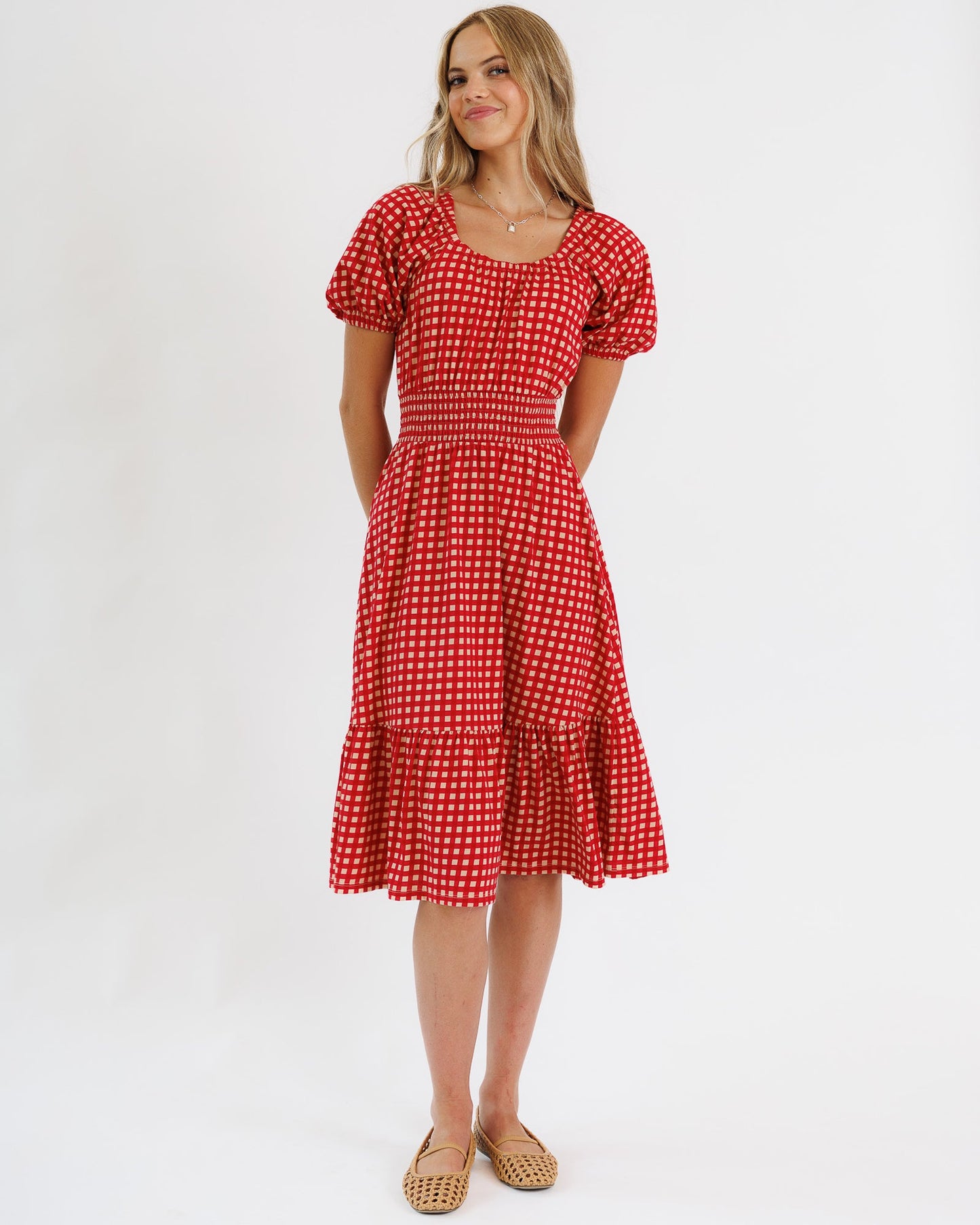 Red Gingham Checkered Dress