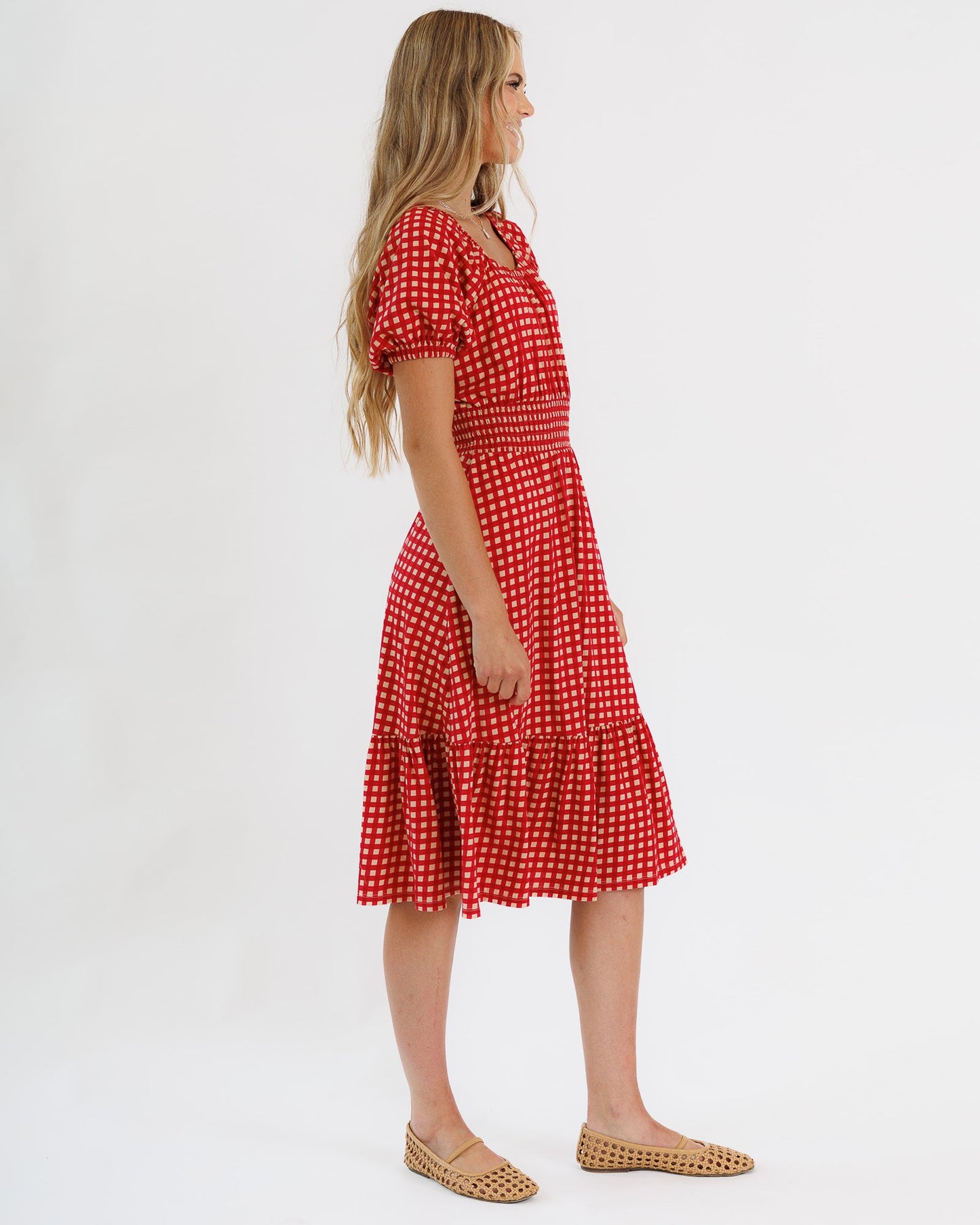 Red Gingham Checkered Dress