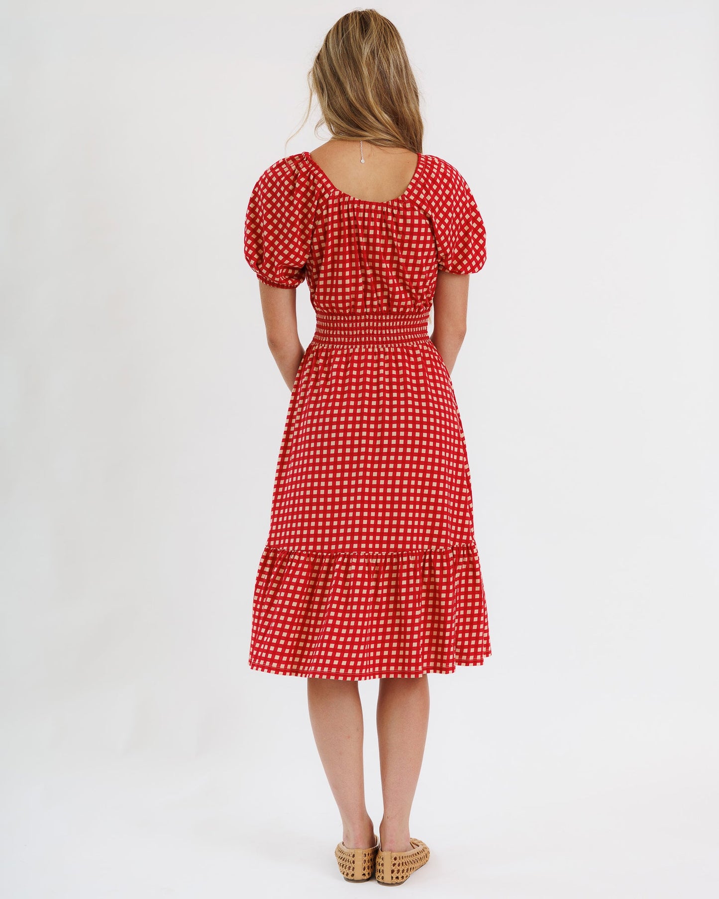 Red Gingham Checkered Dress
