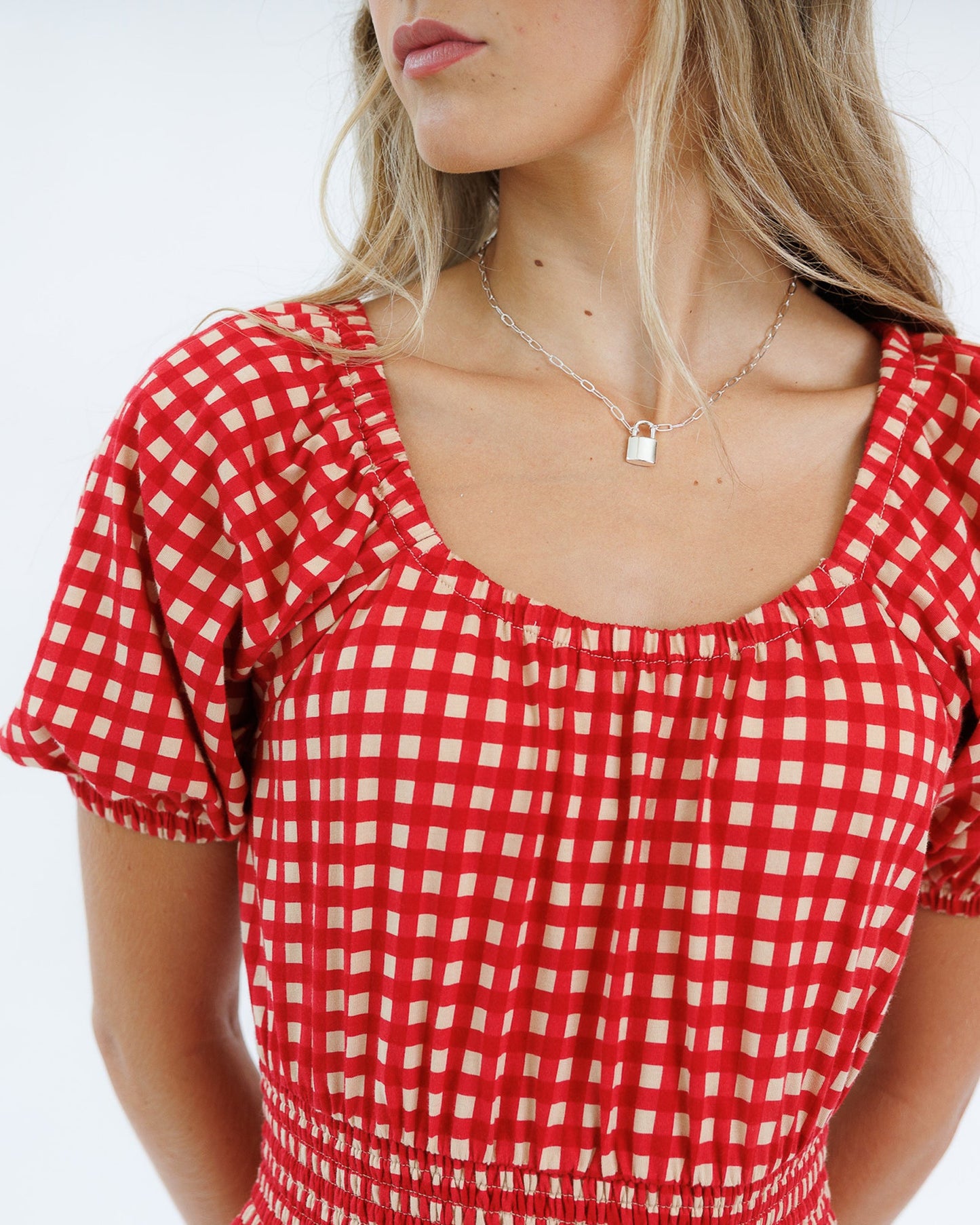 Red Gingham Checkered Dress
