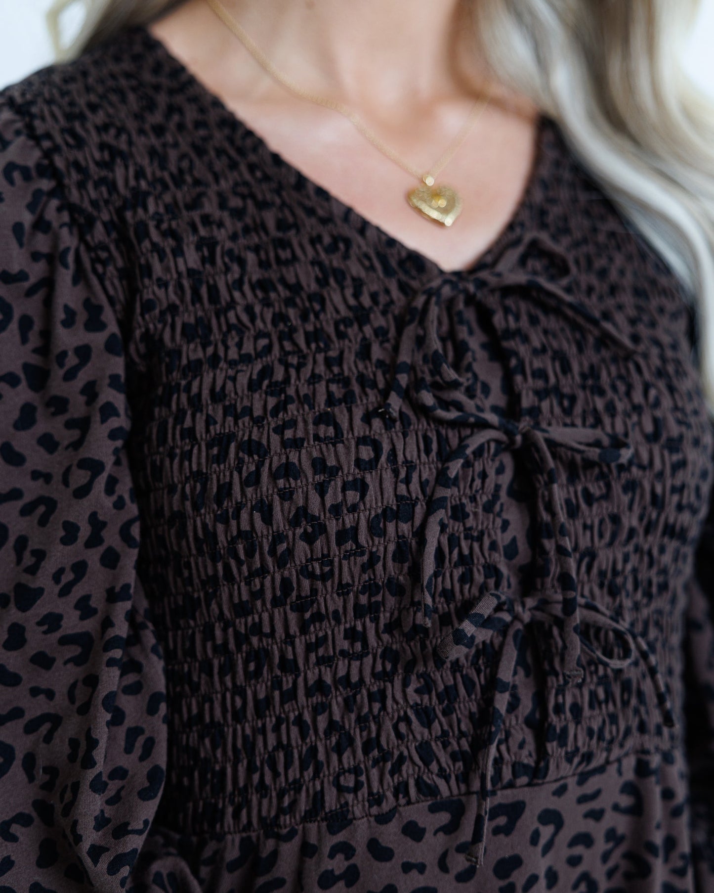 Dark Animal Print V-Neck Cotton Maxi