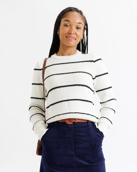 Stitch Stripe Cotton Crew