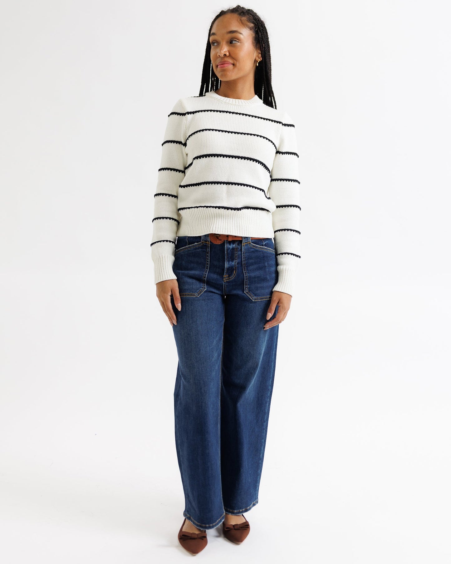 Stitch Stripe Cotton Crew