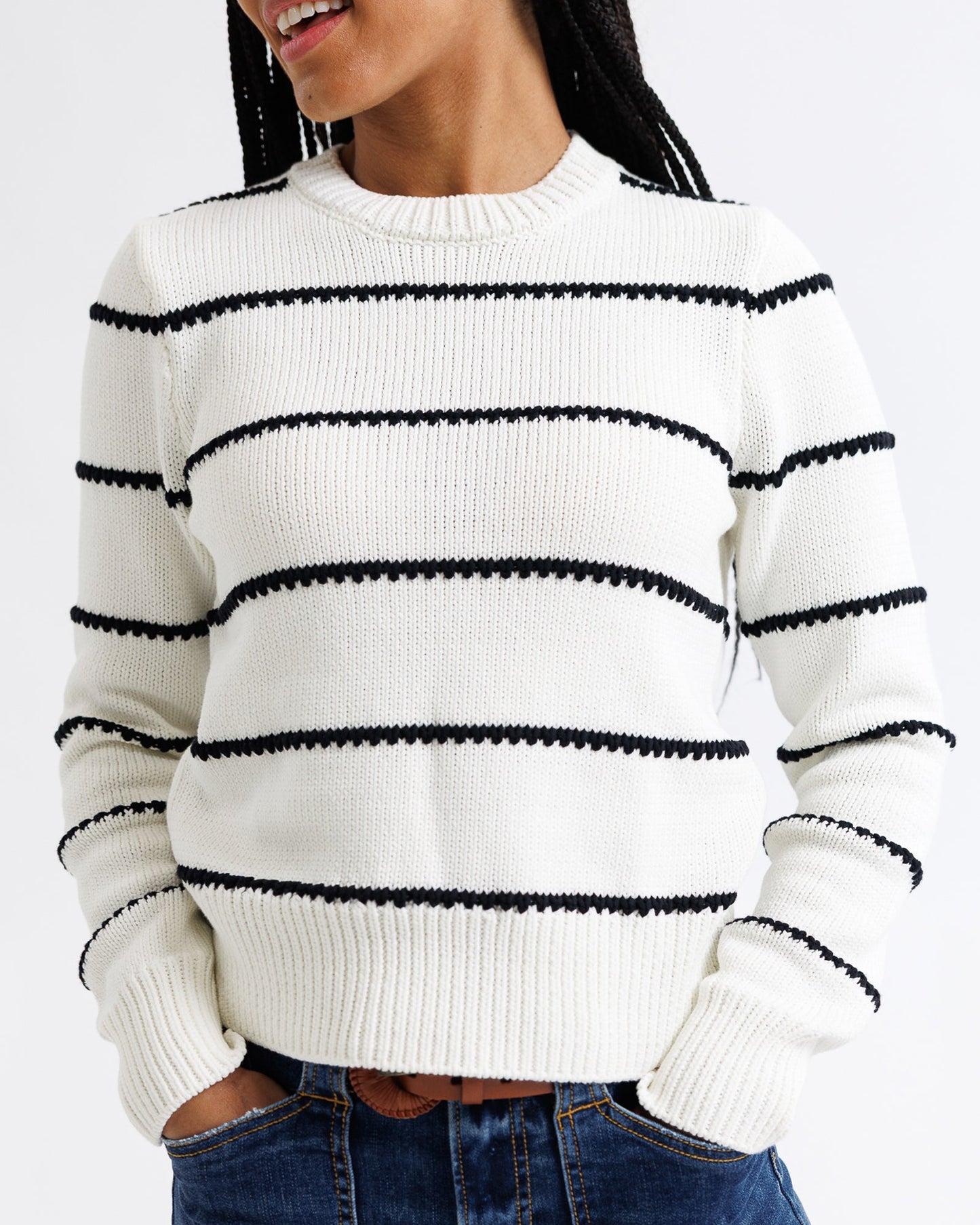 Stitch Stripe Cotton Crew