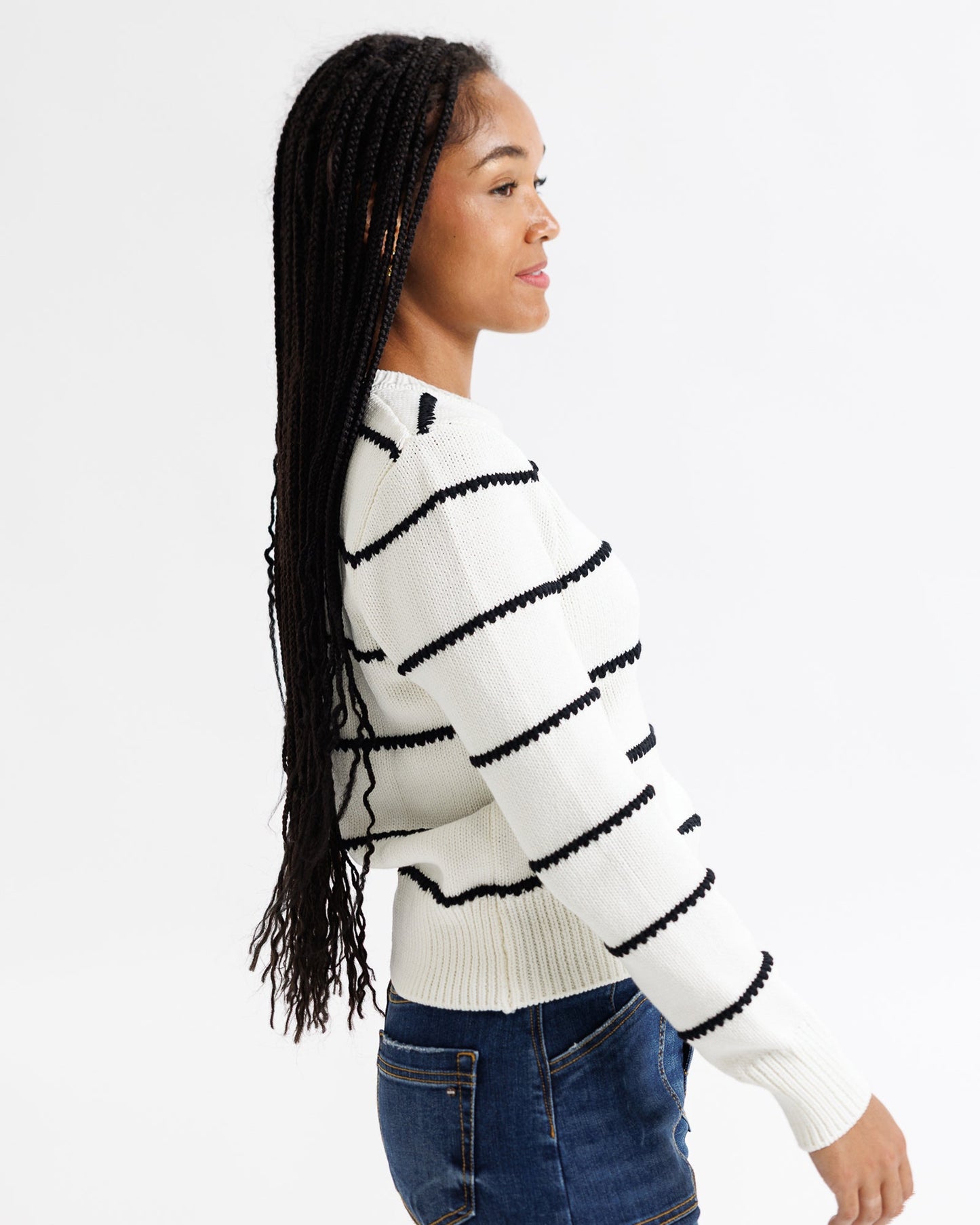 Stitch Stripe Cotton Crew
