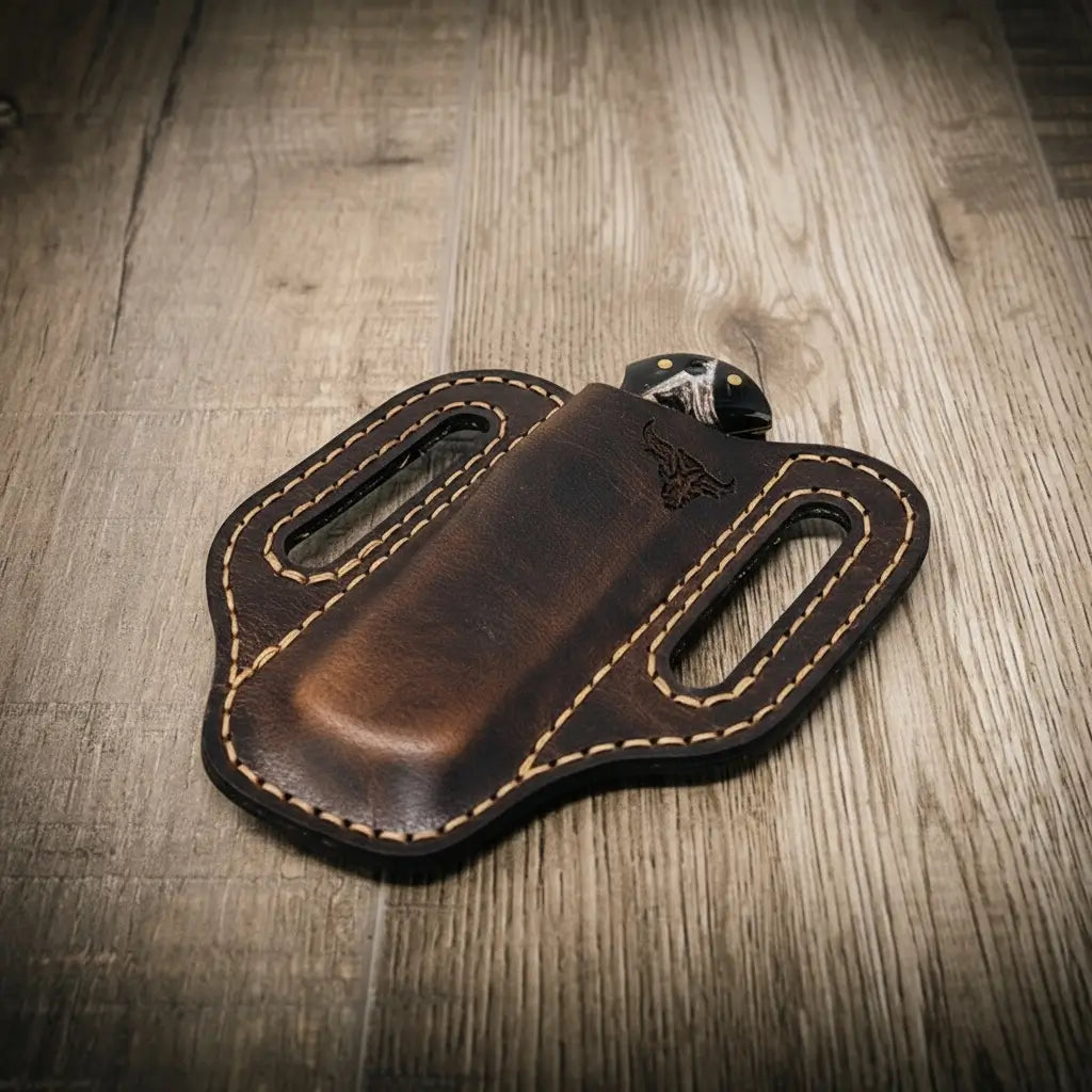 Custom Leather Knife Sheath - Walnut Brown