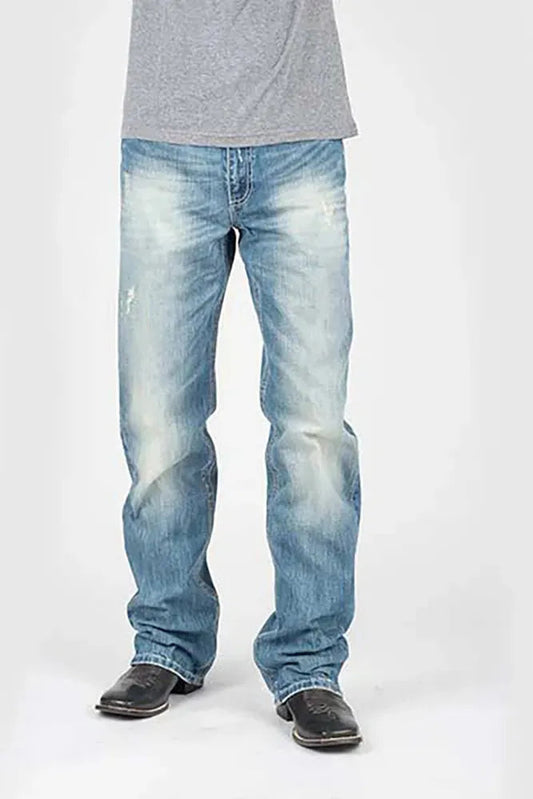 Tin Haul Regular Joe with Grey Diamond Stitch (Light Wash) - Men's Bootcut Jeans