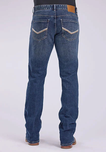 Tin Haul 1661 Jagger Stretch Fit V Pocket Deco (Medium Wash) - Men's Bootcut Jeans