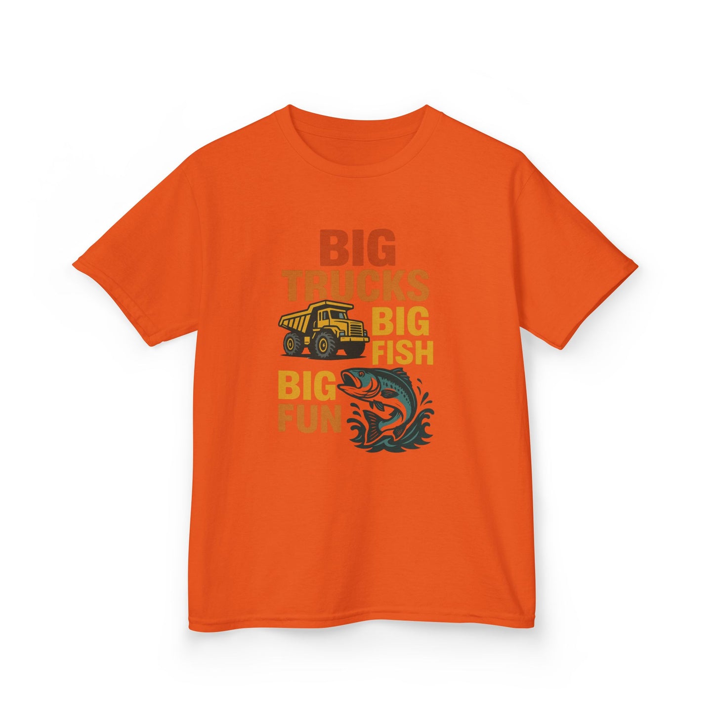 Big Trucks Big Fish Kids Tee, Fun Outdoor Shirt, Boys Fishing and Truck T-shirt, Gift for Young Boys