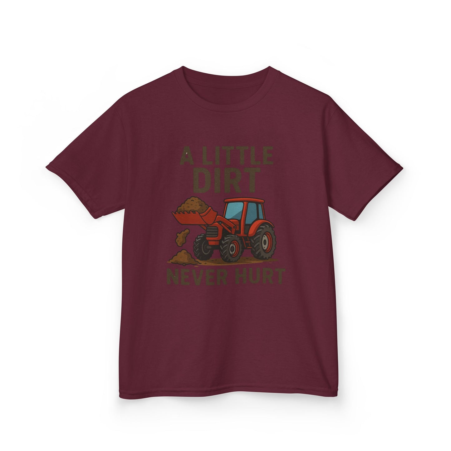 A little Dirt Never Hurt with Tractor Design Tee, Children's Farm Shirt, Outdoor Fun Clothing, Birthday Gift, Back To School, Tops for Boys and Girls, Big Trucks, Graphic Tee
