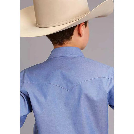 Stetson Pinpoint Oxford (Blue) - Boy's Western Shirt