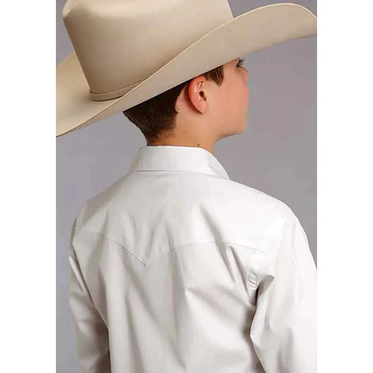 Stetson Pinpoint Oxford (White) - Boy's Western Shirt