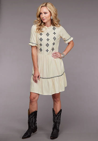 Stetson Women's Cream Short Sleeve Dress