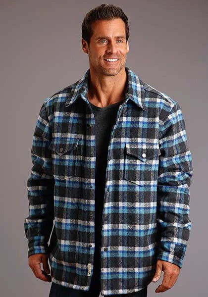 Stetson Plaid Flannel (Blue) - Men's Wool Shirt Jacket
