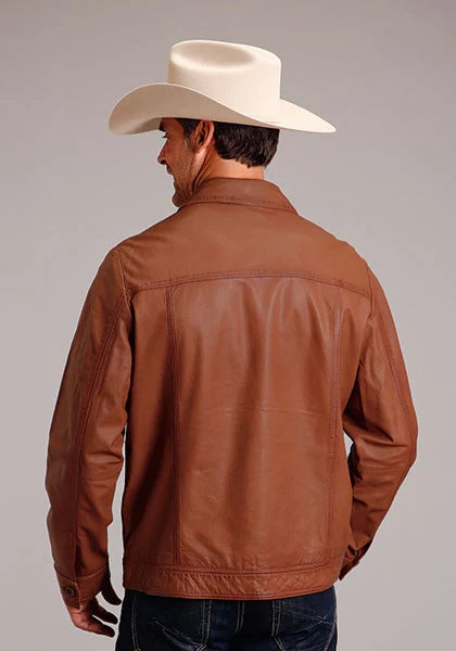 Stetson Novelty Solid Smooth (Brown) - Men's Leather Jacket