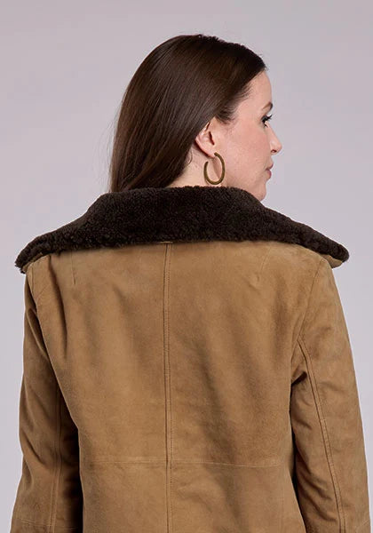 Stetson Cropped Button Front (Chestnut) - Women's Suede Leather Jacket