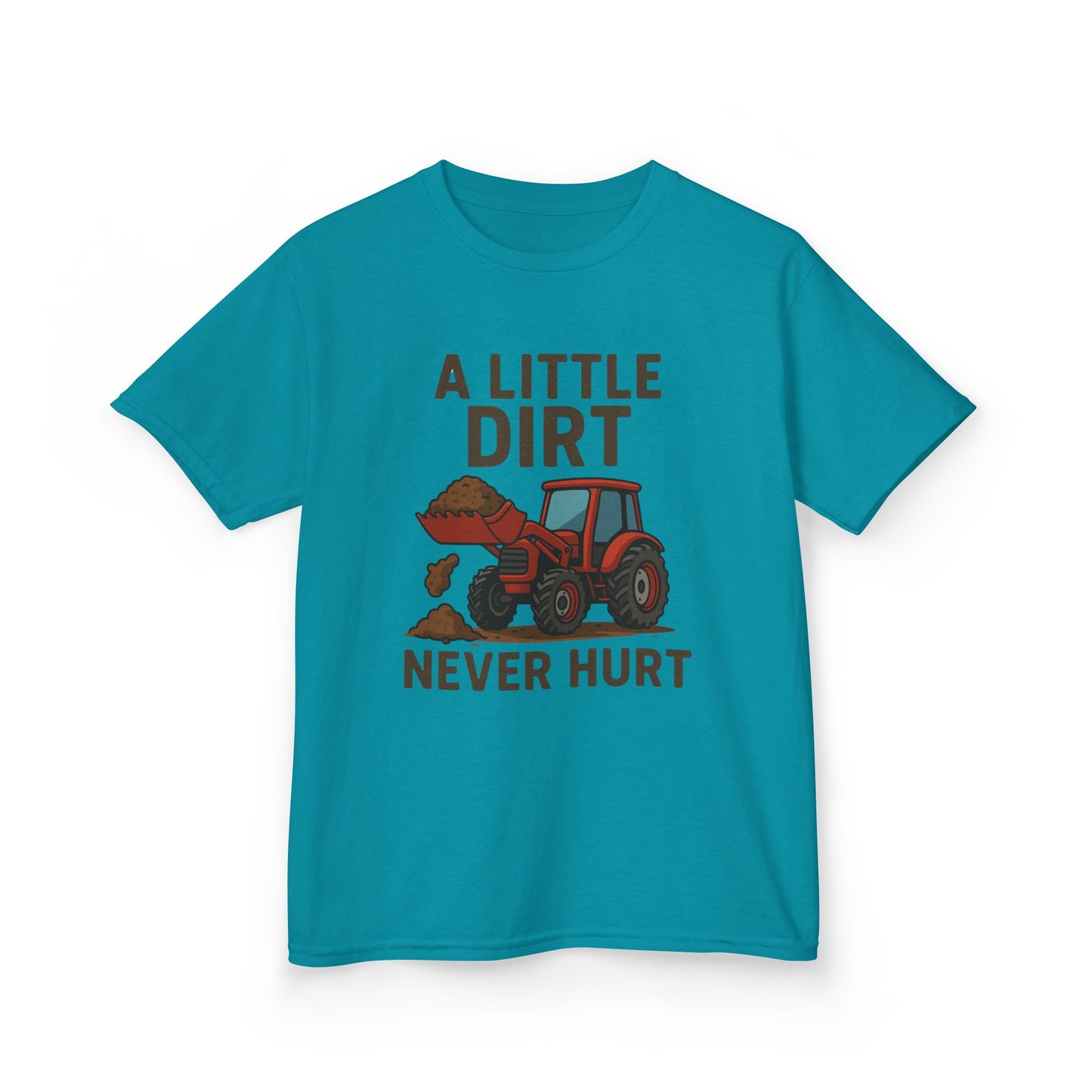 A little Dirt Never Hurt with Tractor Design Tee, Children's Farm Shirt, Outdoor Fun Clothing, Birthday Gift, Back To School, Tops for Boys and Girls, Big Trucks, Graphic Tee