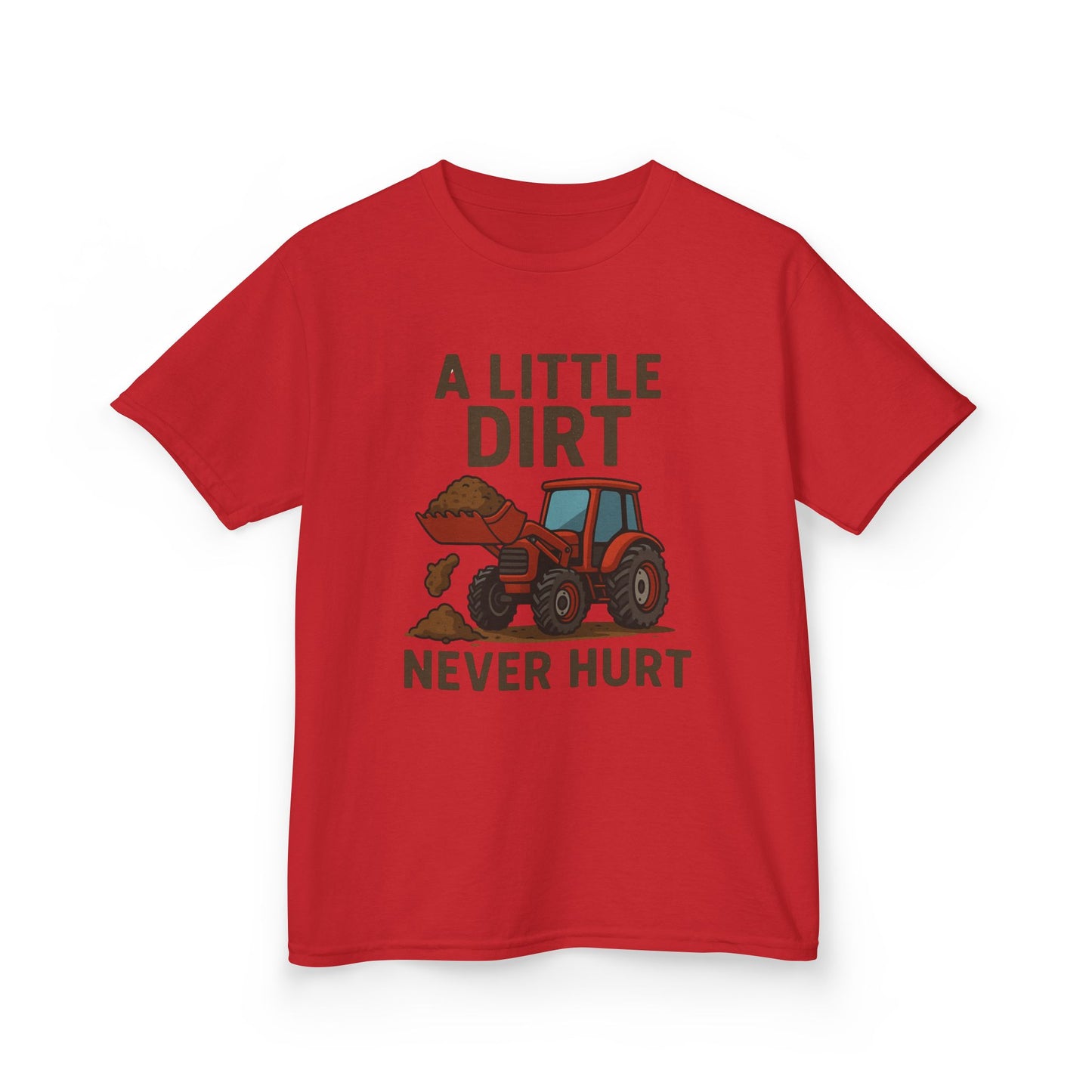 A little Dirt Never Hurt with Tractor Design Tee, Children's Farm Shirt, Outdoor Fun Clothing, Birthday Gift, Back To School, Tops for Boys and Girls, Big Trucks, Graphic Tee