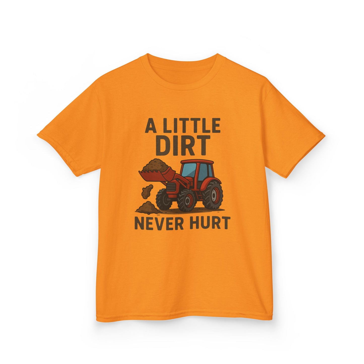 A little Dirt Never Hurt with Tractor Design Tee, Children's Farm Shirt, Outdoor Fun Clothing, Birthday Gift, Back To School, Tops for Boys and Girls, Big Trucks, Graphic Tee