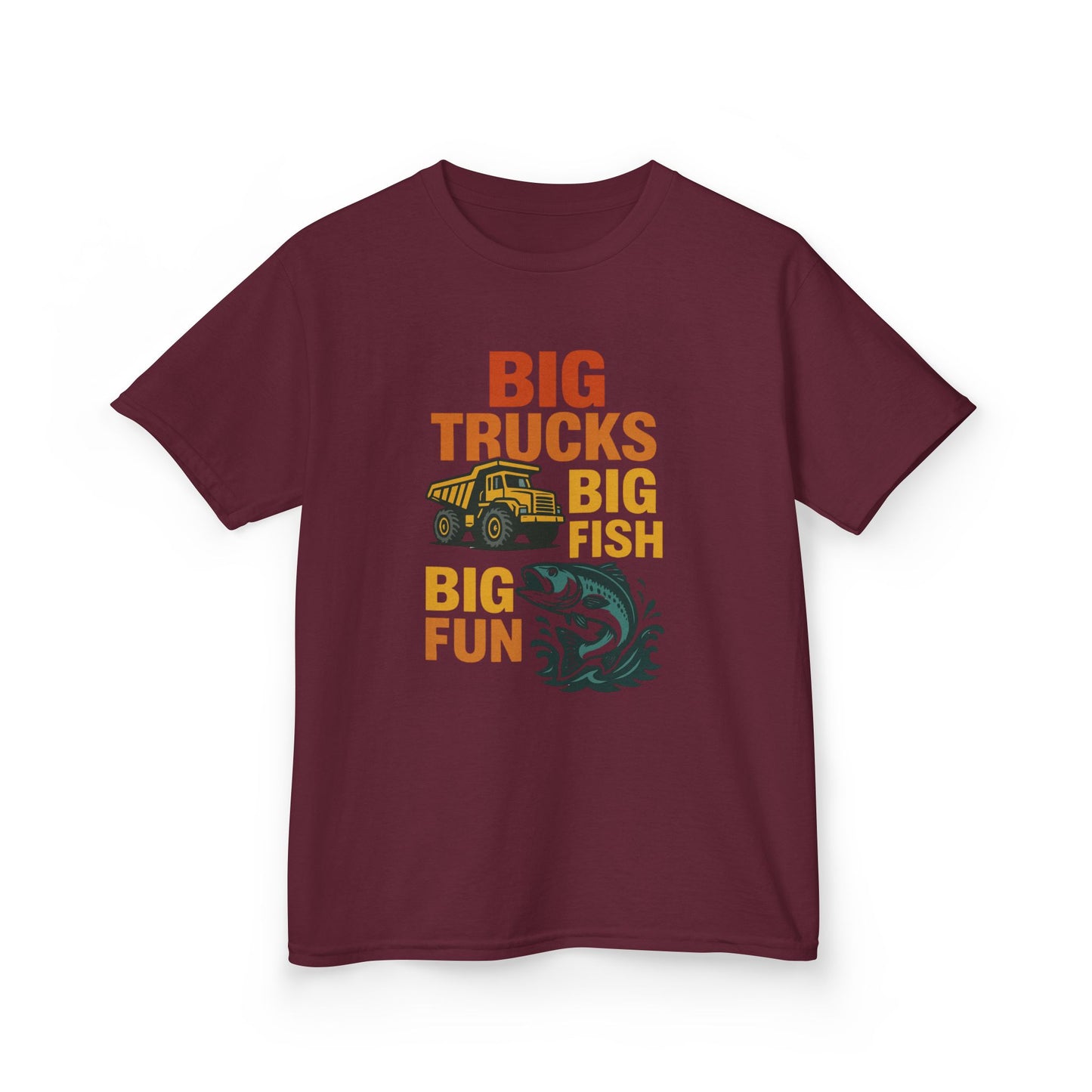 Big Trucks Big Fish Kids Tee, Fun Outdoor Shirt, Boys Fishing and Truck T-shirt, Gift for Young Boys