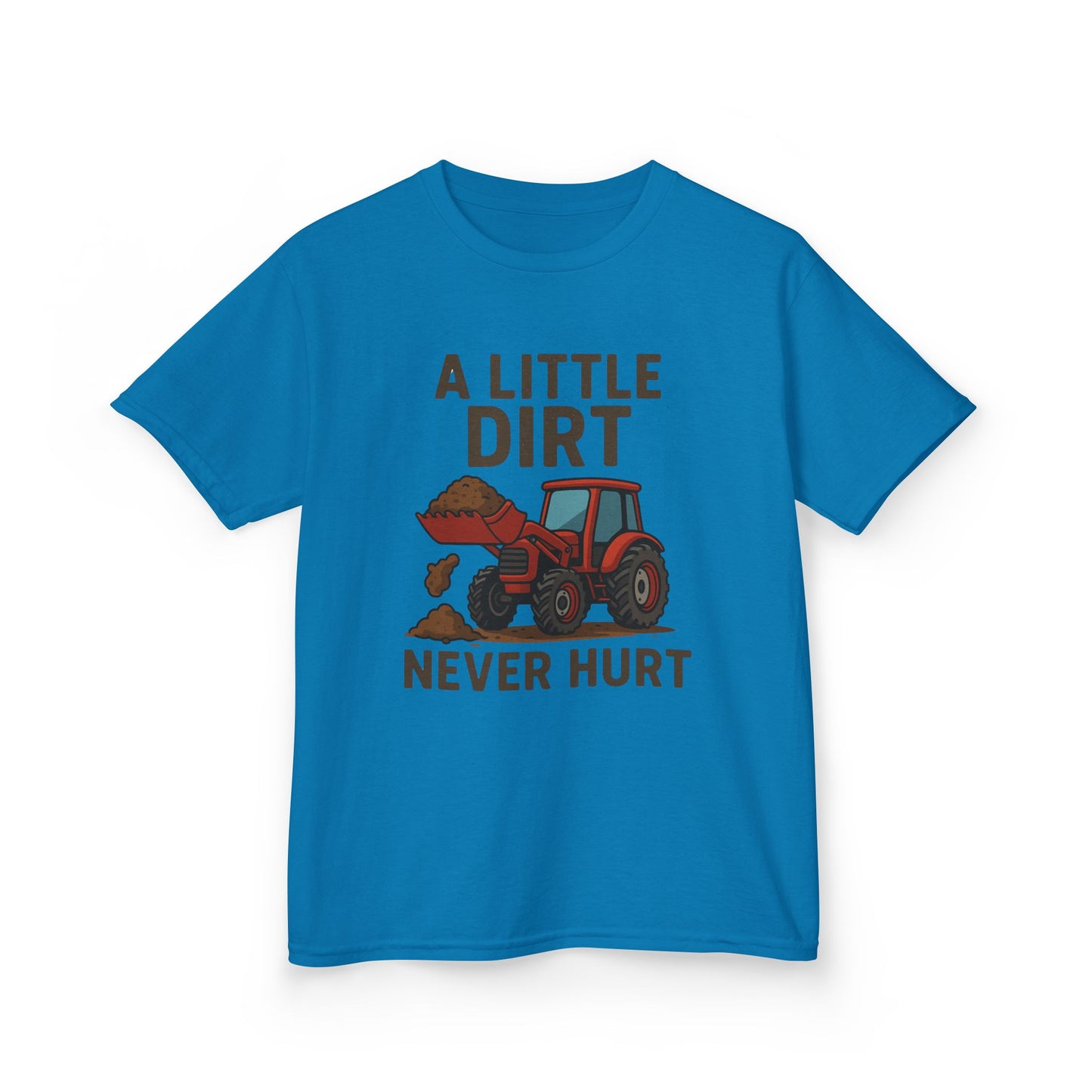 A little Dirt Never Hurt with Tractor Design Tee, Children's Farm Shirt, Outdoor Fun Clothing, Birthday Gift, Back To School, Tops for Boys and Girls, Big Trucks, Graphic Tee