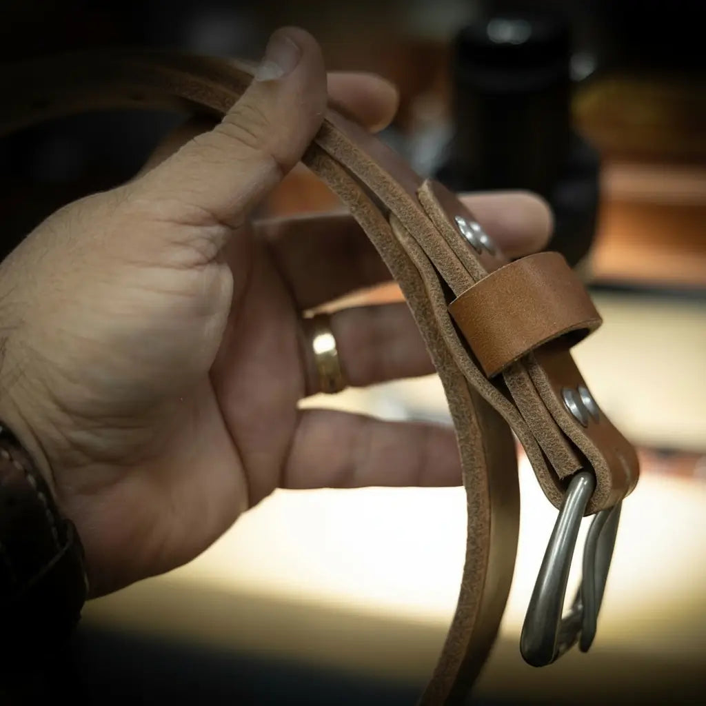 Handmade Full-Grain Leather Belt for Men — Men's Leather Belt - Oak Brown