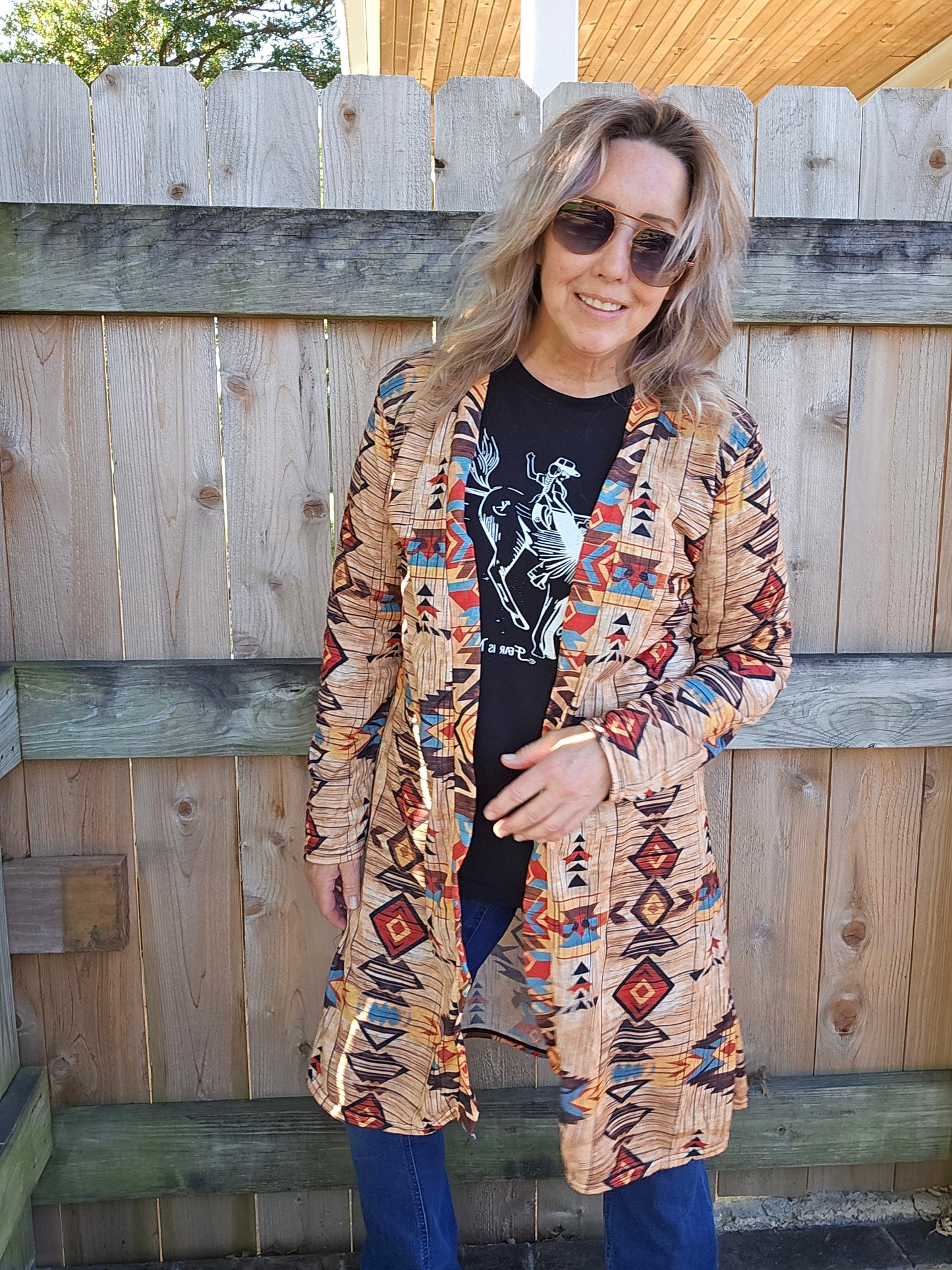 Baha Ranch Western Wear Sahara Aztec Lightweight Cardigan