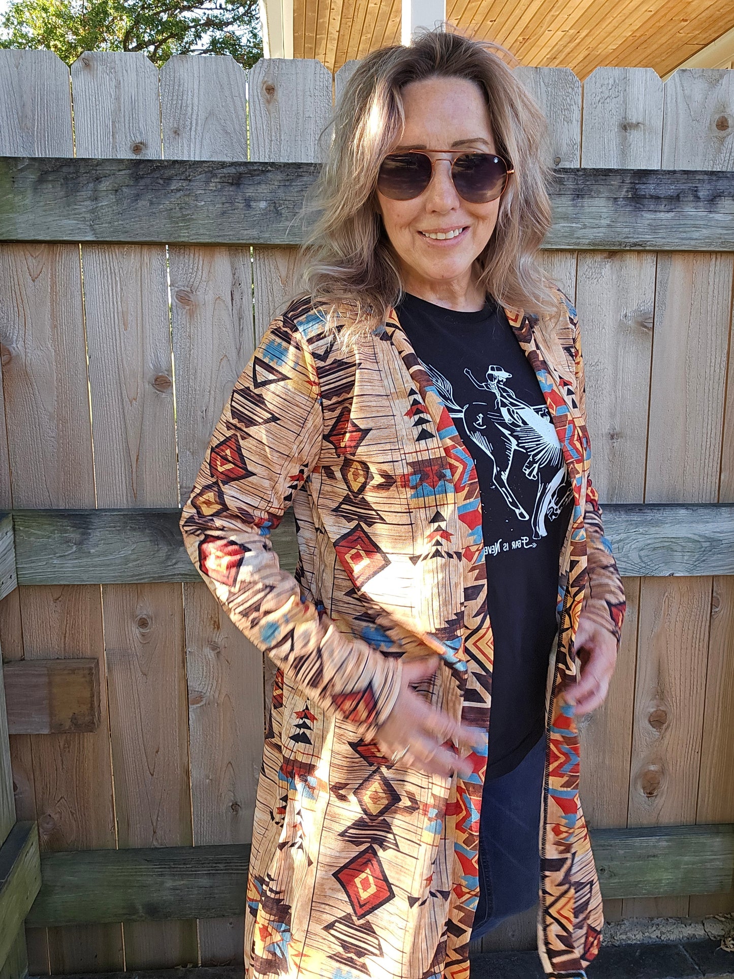 Baha Ranch Western Wear Sahara Aztec Lightweight Cardigan