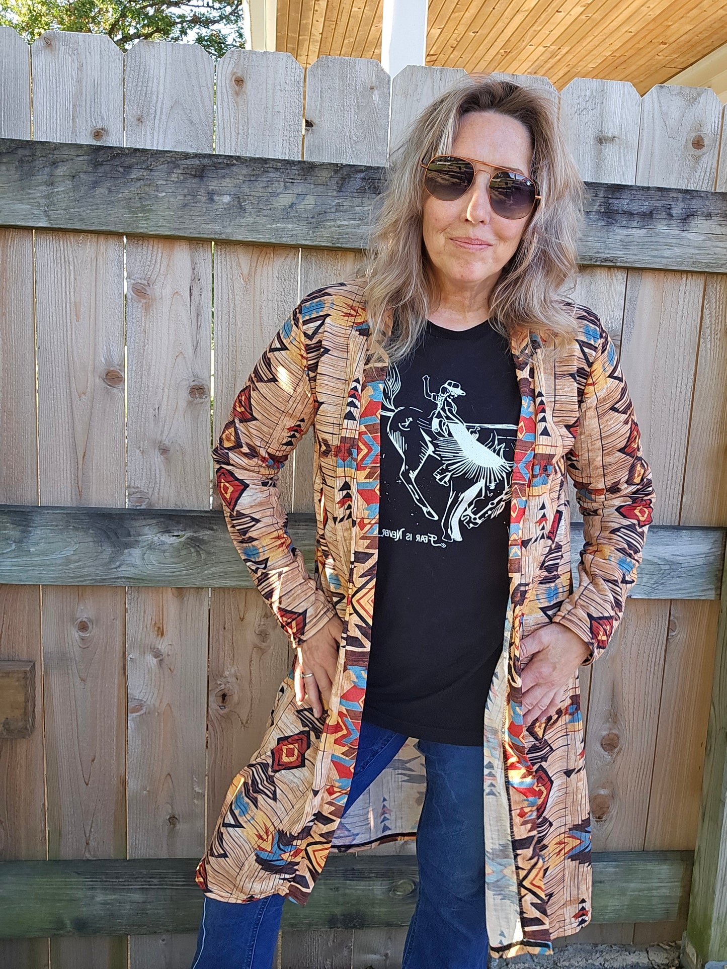 Baha Ranch Western Wear Sahara Aztec Lightweight Cardigan