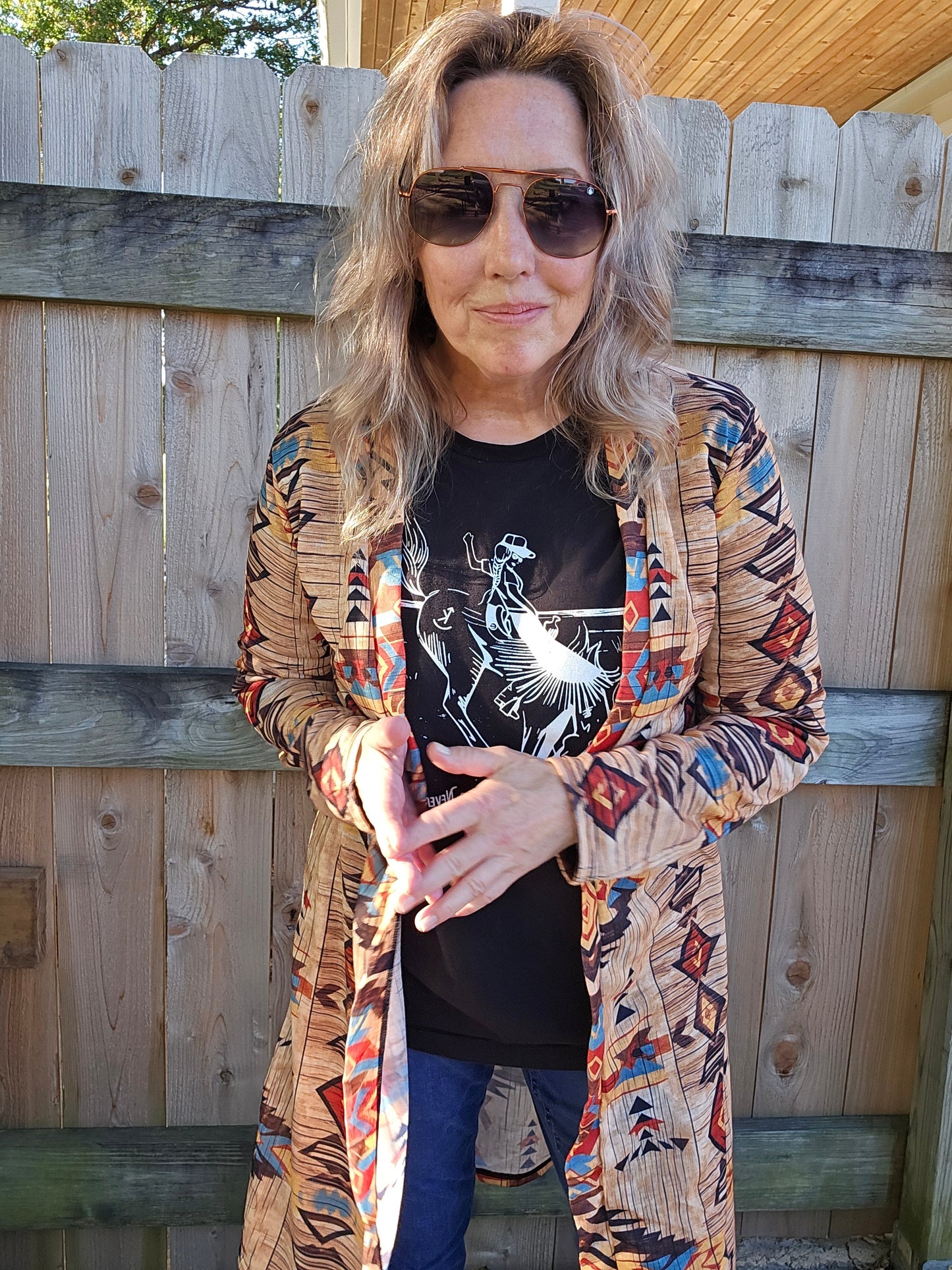 Baha Ranch Western Wear Sahara Aztec Lightweight Cardigan