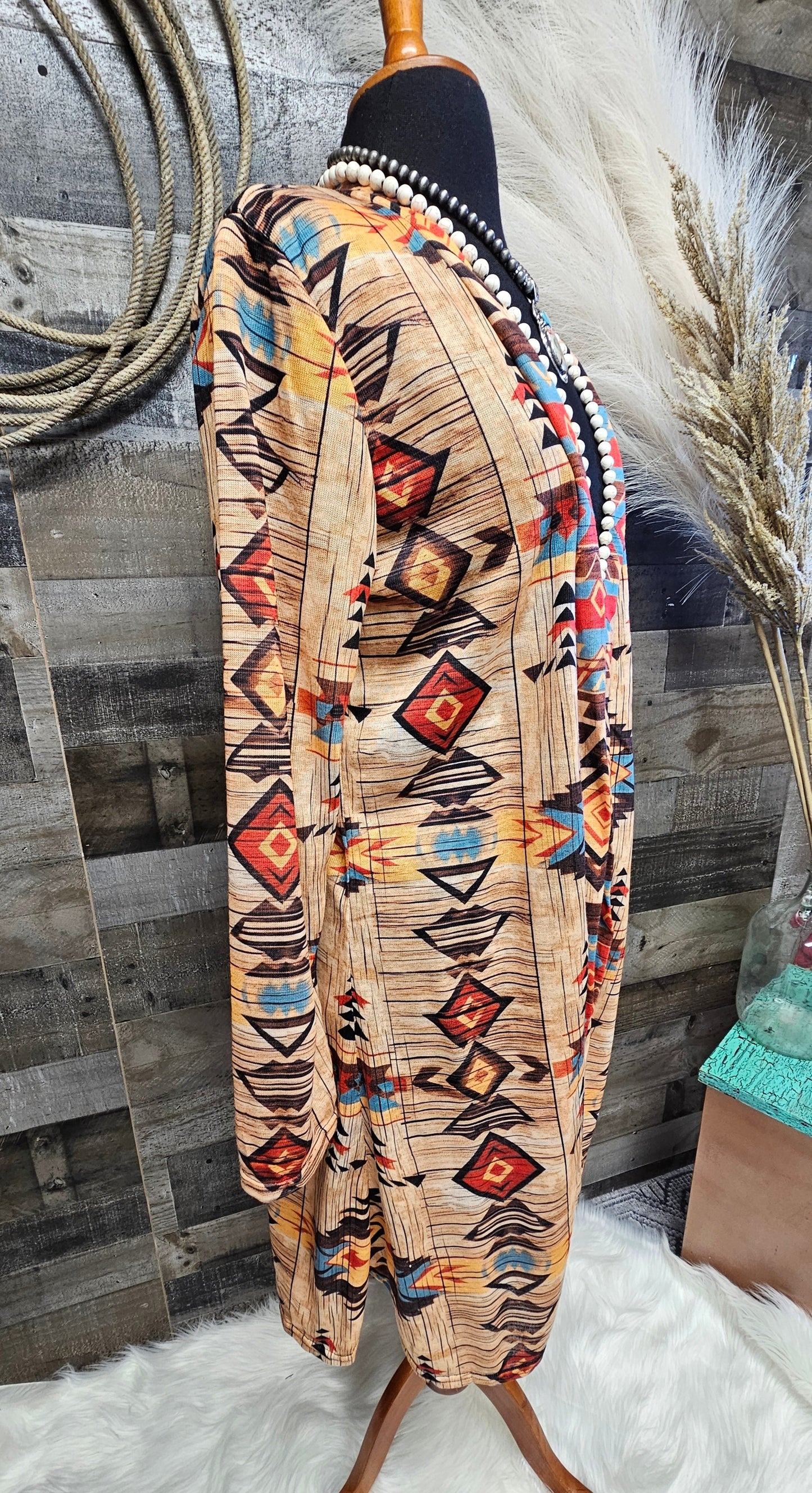 Baha Ranch Western Wear Sahara Aztec Lightweight Cardigan