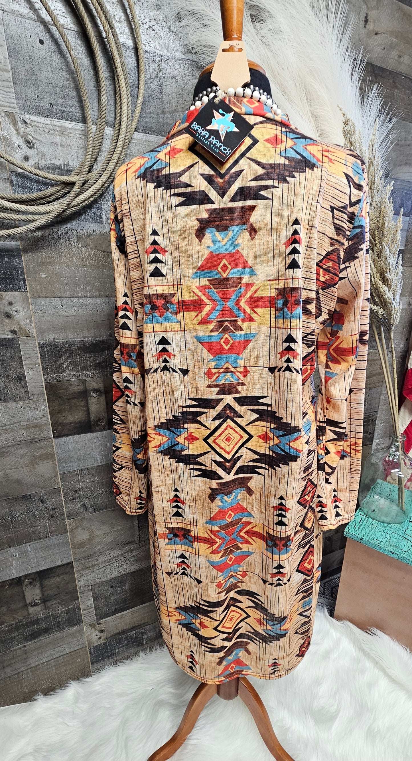 Baha Ranch Western Wear Sahara Aztec Lightweight Cardigan