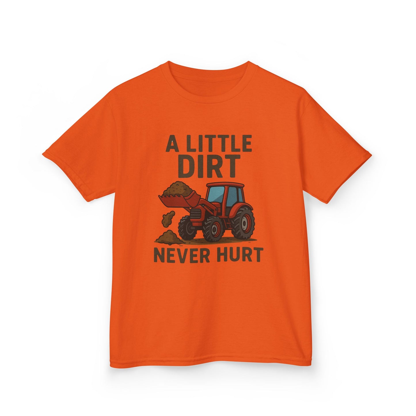 A little Dirt Never Hurt with Tractor Design Tee, Children's Farm Shirt, Outdoor Fun Clothing, Birthday Gift, Back To School, Tops for Boys and Girls, Big Trucks, Graphic Tee