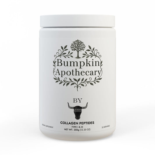 White container with 'Bumpkin Apothecary' label on a white background