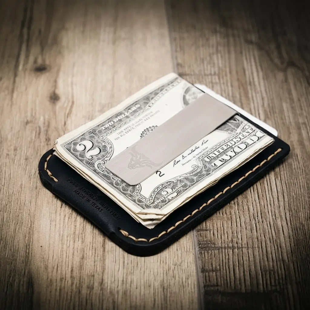 Handmade Full-Grain Leather Money Clip Wallet for Men — The Keller Money Clip