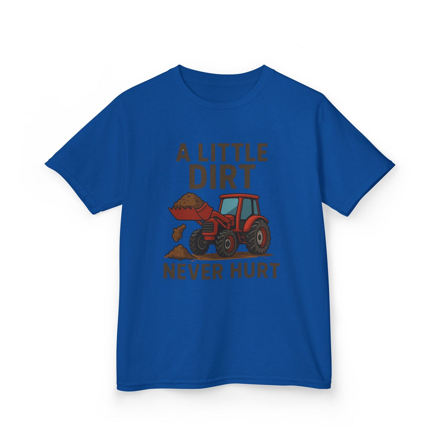 A little Dirt Never Hurt with Tractor Design Tee, Children's Farm Shirt, Outdoor Fun Clothing, Birthday Gift, Back To School, Tops for Boys and Girls, Big Trucks, Graphic Tee