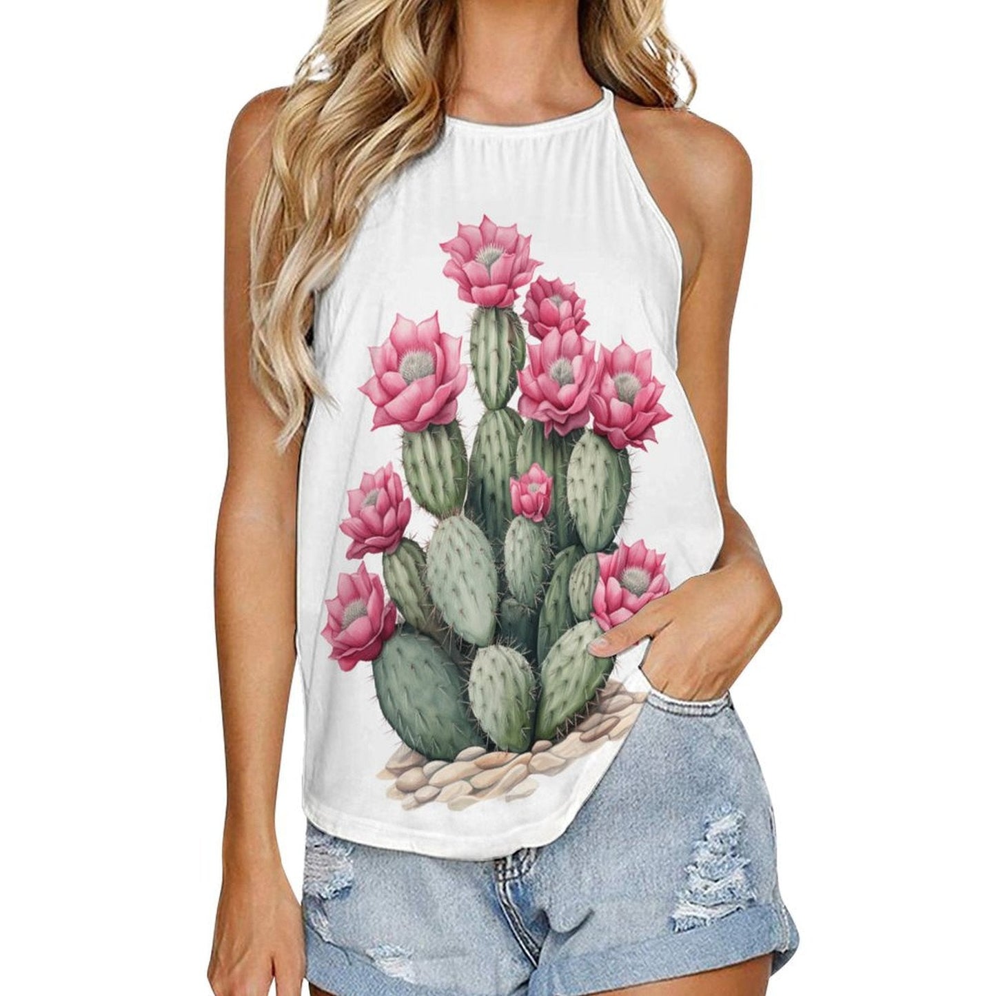 Baha Ranch Western Wear Blooming Cactus Southwestern Tank Top